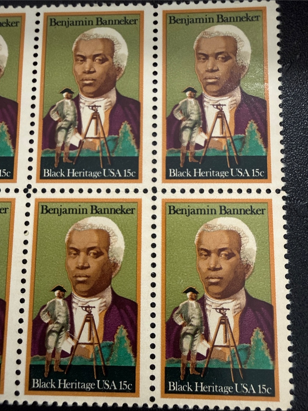 Benjamin Banneker Commemorative Stamp - Green & Purple (1980)